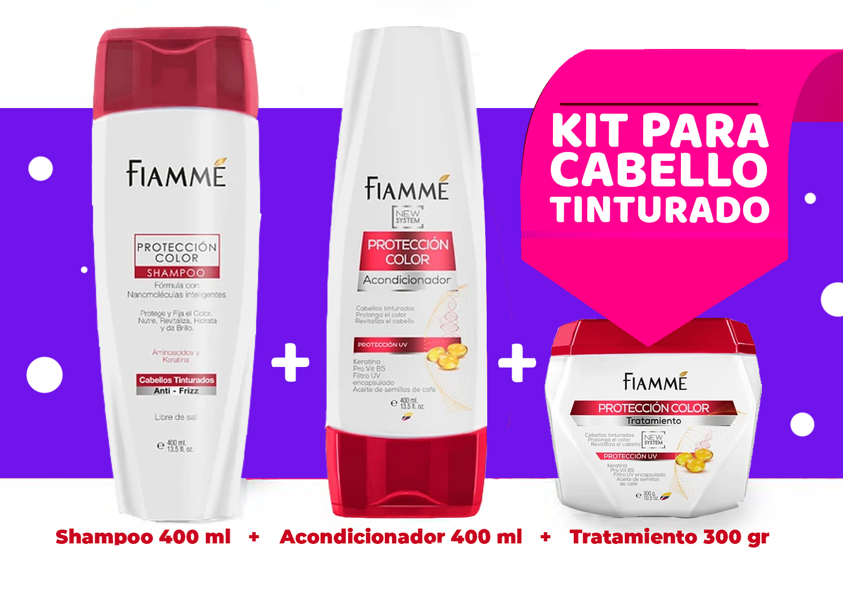 KIT Para Cabello Tinturado Shampoo + Acondicionador + Tratamiento