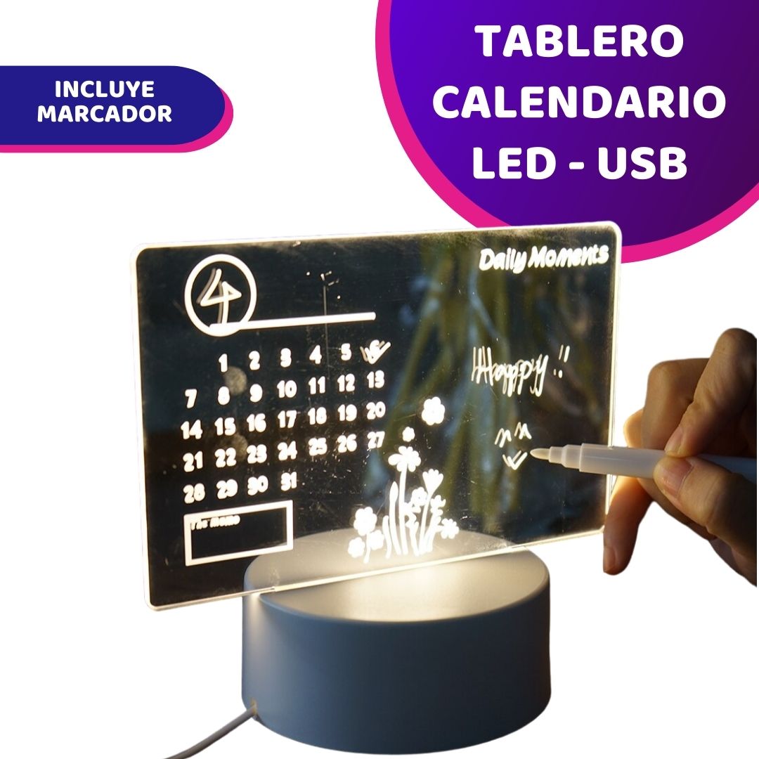Lámpara Tablero Calendario de Notas Luminoso Borrable