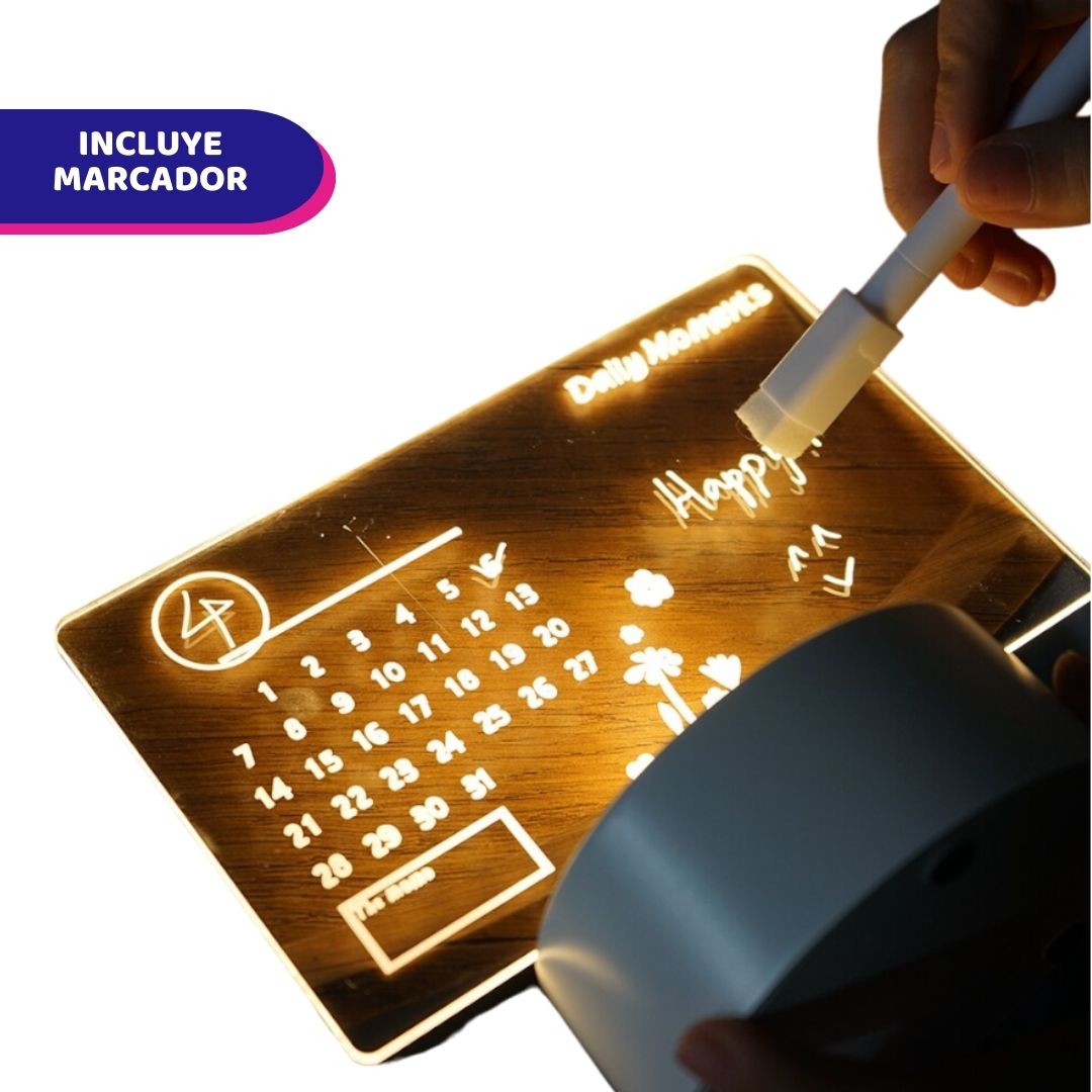 Lámpara Tablero Calendario de Notas Luminoso Borrable