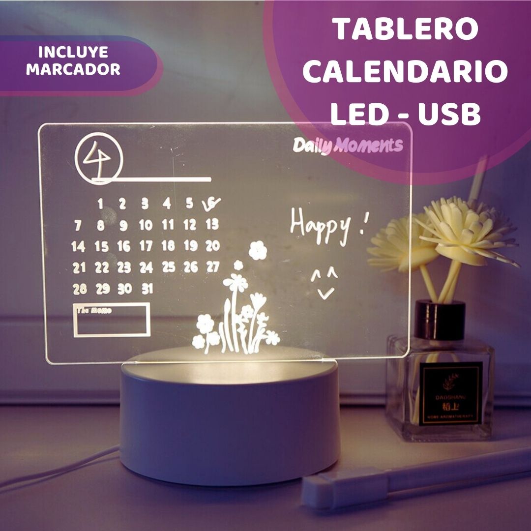 Lámpara Tablero Calendario de Notas Luminoso Borrable