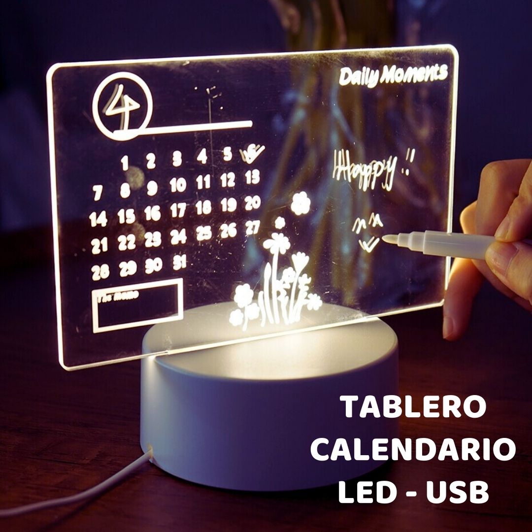 Lámpara Tablero Calendario de Notas Luminoso Borrable