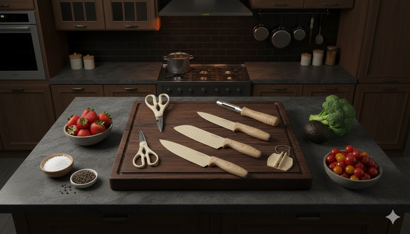 SET DE CUCHILLOS MAS ACCESORIOS X 6