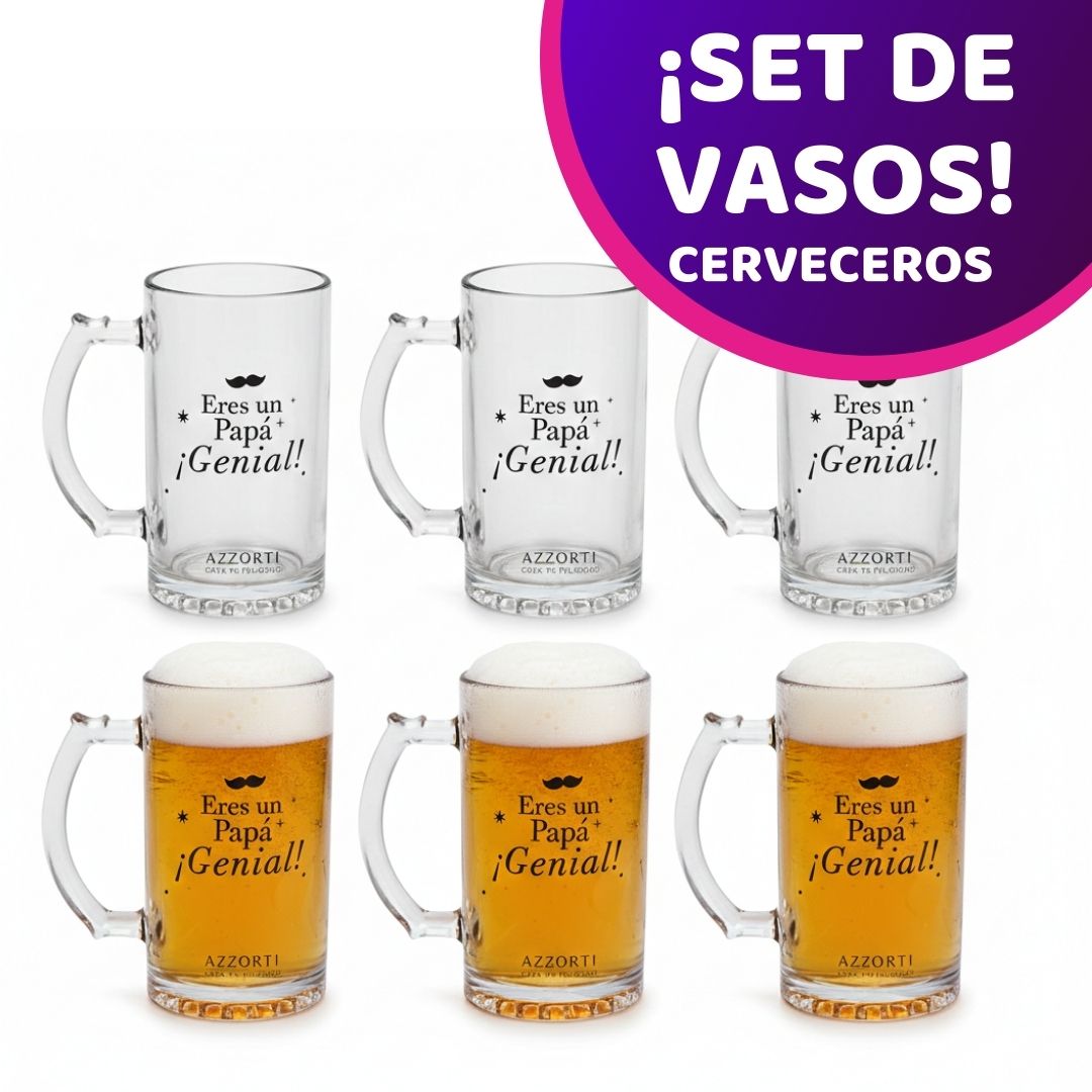 Set De Vasos Cerveceros para Papá ×6