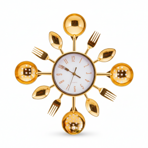 Reloj de Pared Decorativo Gemma, Diseño de Cubiertos Color Dorado