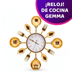 Reloj de Pared Decorativo Gemma, Diseño de Cubiertos Color Dorado