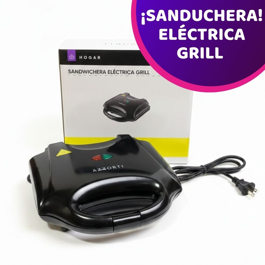 Sanduchera Eléctrica Grill de Placas Antiadherentes