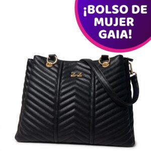 Bolso de Mano Femenino Gaia Sofisticación y Estilo Estructurado en Negro y Oro