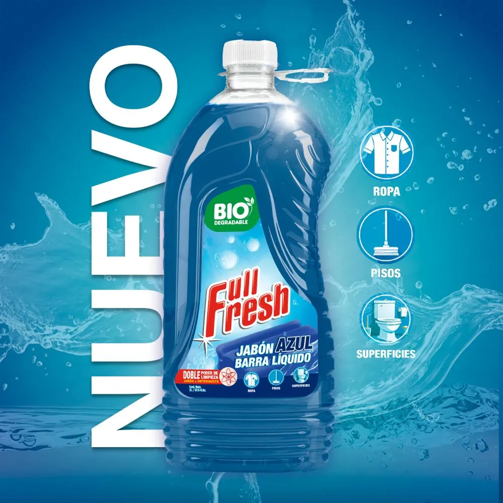 Jabón Azul Barra Líquido Full Fresh 2000ml Multiusos