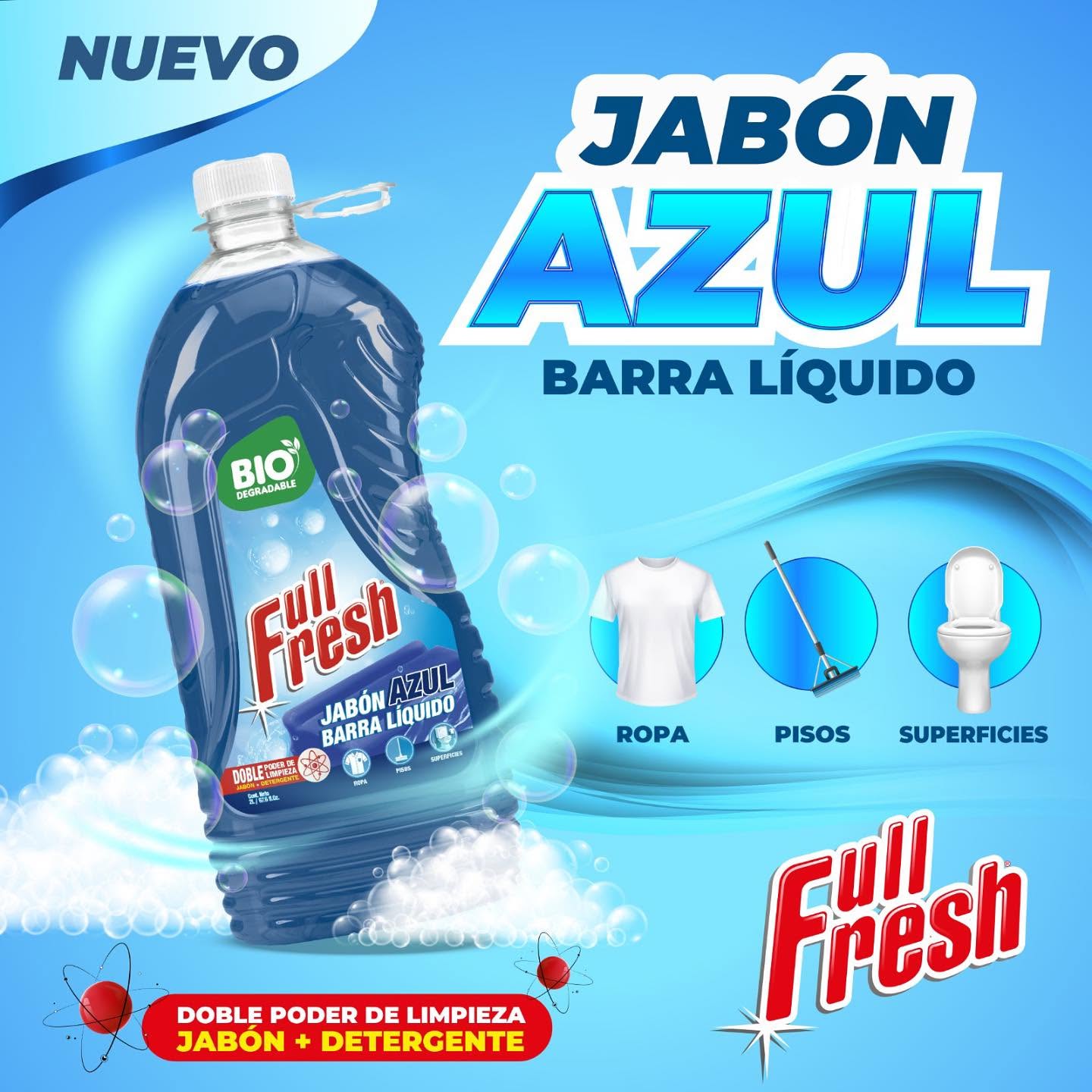 Jabón Azul Barra Líquido Full Fresh 2000ml Multiusos