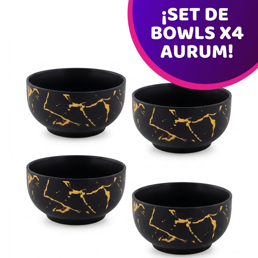 Set De Bowls Ceramica Aurum 450ml X4