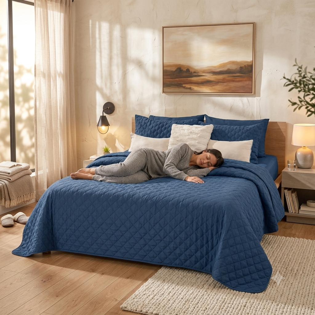 Cubrecama Queen Quilt Indigo