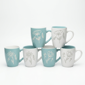 Set de Tazas x 6 Bleu – Cerámica Gres Premium (360 ml)