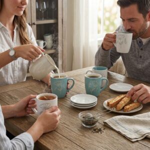 Set de Tazas x 6 Bleu – Cerámica Gres Premium (360 ml)
